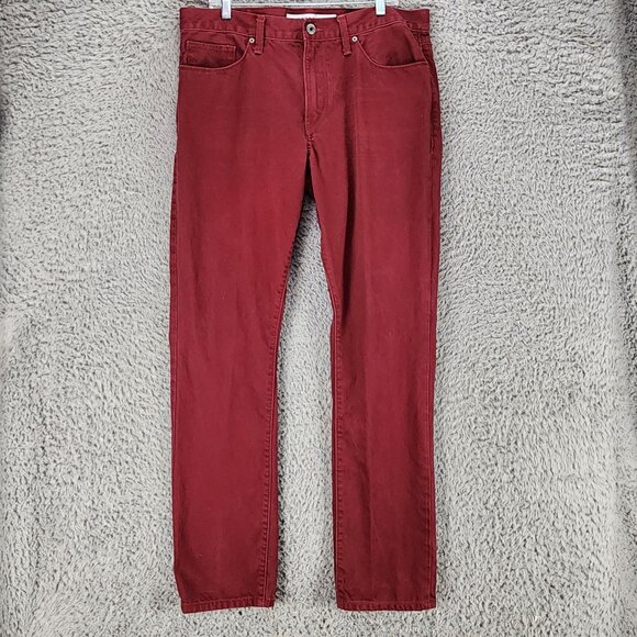 Express Jeans Mens 36x34 Rocco Red Cotton Mid Rise Slim Fit Skinny Leg *GUC* - Picture 1 of 14